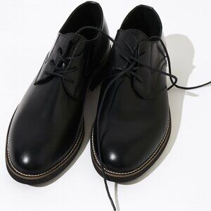 NWT Tanner Classic Black Men's Derby Dress Shoes Size 12 EU 46 and original bag
